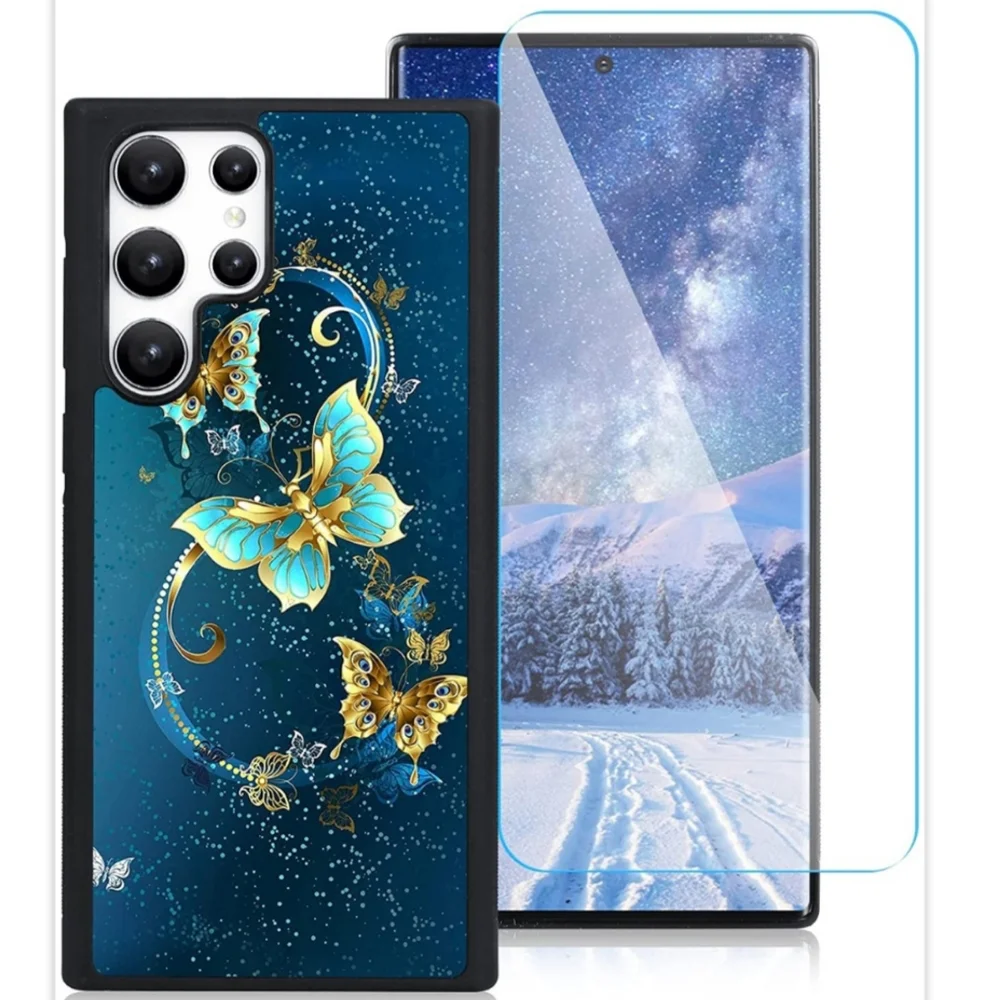 Samsung Galaxy S22 Ultra Cell Phone Case Bumper Screen Protector Butterfly